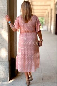 Kleid Allegra – Tüll-Midi mit Tupfen in Rosa