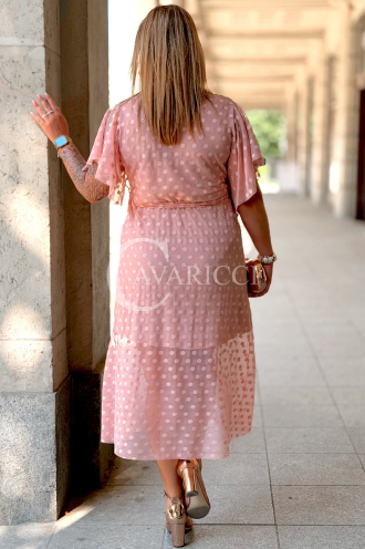 Kleid Allegra – Tüll-Midi mit Tupfen in Rosa