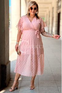 Kleid Allegra – Tüll-Midi mit Tupfen in Rosa