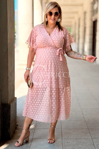 Kleid Allegra – Tüll-Midi mit Tupfen in Rosa