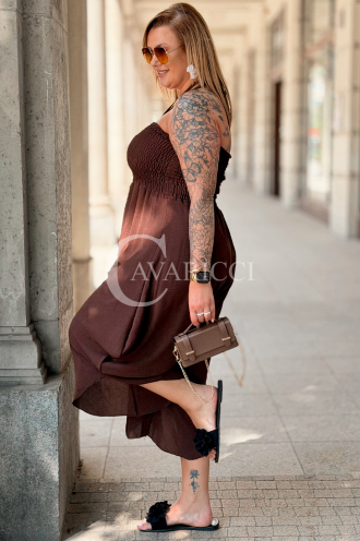 Jumpsuit Arianna Schokolade – Korsett & weite Beine