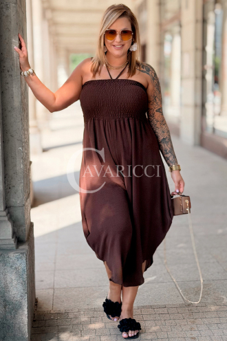 Jumpsuit Arianna Schokolade – Korsett & weite Beine