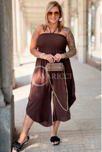 Jumpsuit Arianna Schokolade – Korsett & weite Beine