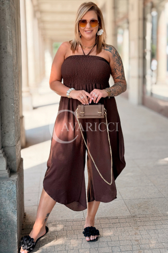 Jumpsuit Arianna Schokolade – Korsett & weite Beine