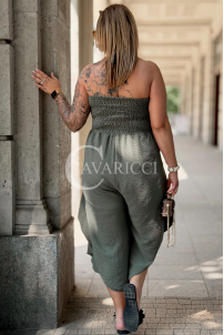 Jumpsuit Arianna Khaki – Korsett & weite Beine