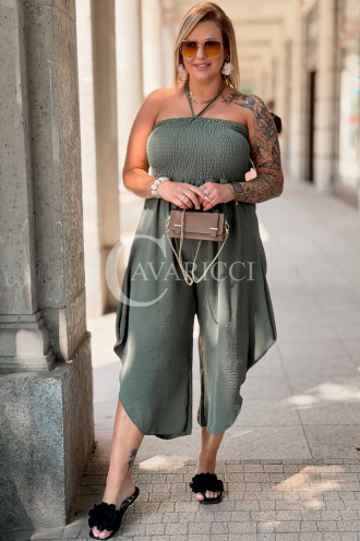 Jumpsuit Arianna Khaki – Korsett & weite Beine