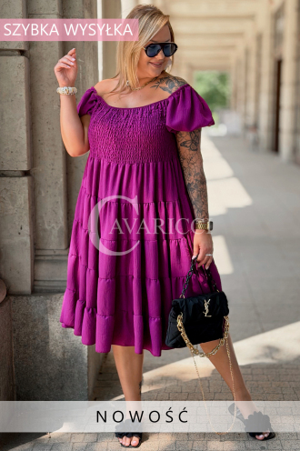 Kleid Antonella Lila – Puffärmel & Rüschenrock