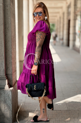 Kleid Antonella Lila – Puffärmel & Rüschenrock