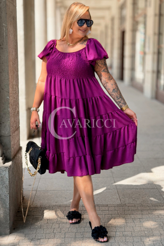 Kleid Antonella Lila – Puffärmel & Rüschenrock