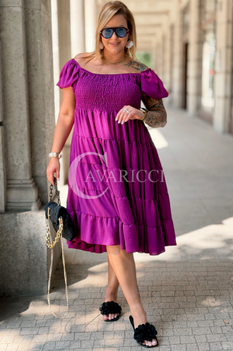 Kleid Antonella Lila – Puffärmel & Rüschenrock