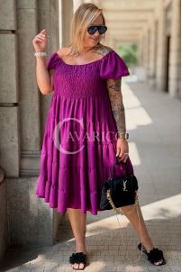 Kleid Antonella Lila – Puffärmel & Rüschenrock