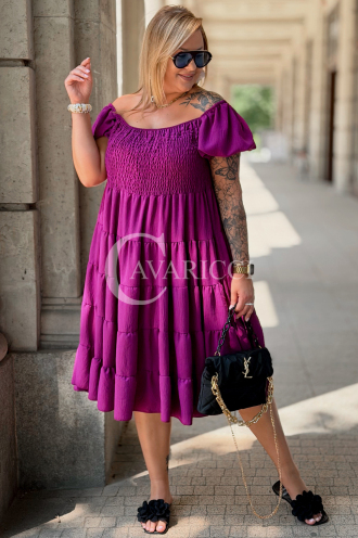 Kleid Antonella Lila – Puffärmel & Rüschenrock