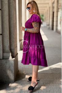 Kleid Antonella Lila – Puffärmel & Rüschenrock