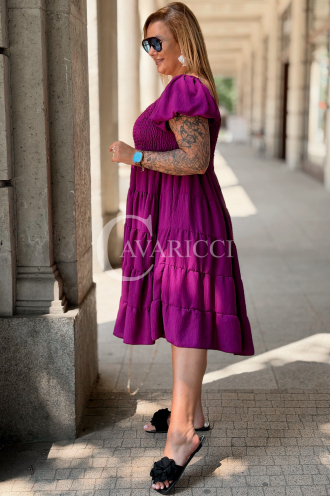 Kleid Antonella Lila – Puffärmel & Rüschenrock