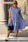 Kleid ANTONELLA – Gerafftes Oberteil, Puffärmel und ausgestellter Rock mit Rüschen Farbe Lila