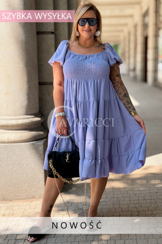 Kleid Antonella Lila – Puffärmel & Rüschenrock
