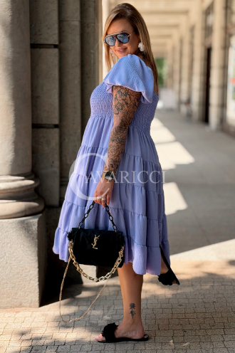 Kleid Antonella Lila – Puffärmel & Rüschenrock