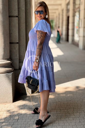 Kleid Antonella Lila – Puffärmel & Rüschenrock