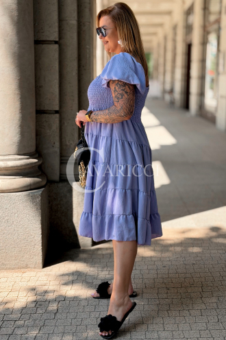 Kleid Antonella Lila – Puffärmel & Rüschenrock