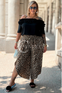 Zucco Hose Geparden-Print – weite Beine & elastischer Bund
