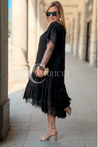 WINETTA Premium-Kleid | Spitze, Goldknöpfe & Wow-Rock