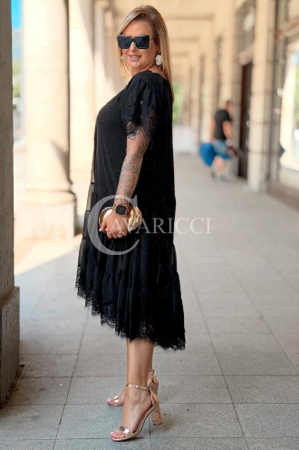 WINETTA Premium-Kleid | Spitze, Goldknöpfe & Wow-Rock
