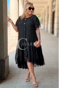 WINETTA Premium-Kleid | Spitze, Goldknöpfe & Wow-Rock
