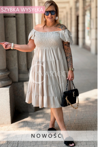 Kleid Antonella Beige – Puffärmel & Rüschenrock