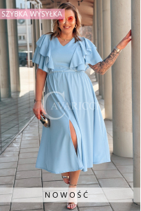 AURELIA Langes Kleid mit Rüschen & Korsett in Blau