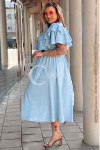 AURELIA Langes Kleid mit Rüschen & Korsett in Blau