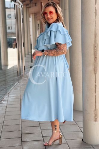 AURELIA Langes Kleid mit Rüschen & Korsett in Blau