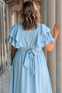 AURELIA Langes Kleid mit Rüschen & Korsett in Blau