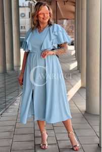 AURELIA Langes Kleid mit Rüschen & Korsett in Blau