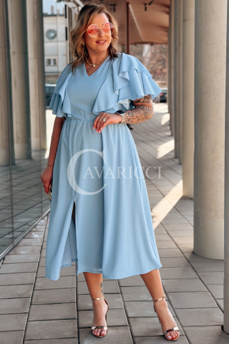AURELIA Langes Kleid mit Rüschen & Korsett in Blau