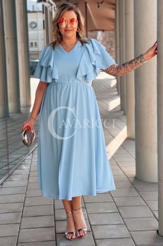 AURELIA Langes Kleid mit Rüschen & Korsett in Blau