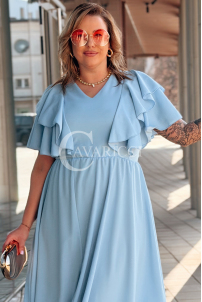 AURELIA Langes Kleid mit Rüschen & Korsett in Blau