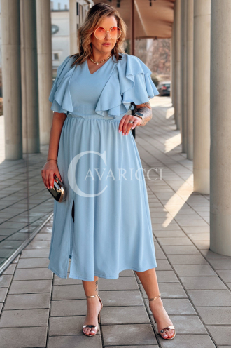 AURELIA Langes Kleid mit Rüschen & Korsett in Blau