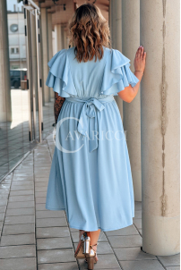 AURELIA Langes Kleid mit Rüschen & Korsett in Blau