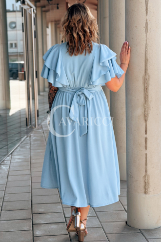 AURELIA Langes Kleid mit Rüschen & Korsett in Blau