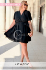 Neu! Kleid FLAMINIA – Wickelausschnitt und doppelte Rüsche Farbe Schwarz