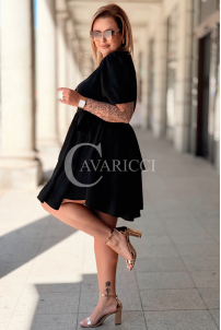 Flaminia Wickelkleid Schwarz mit Rüschen | Elegant