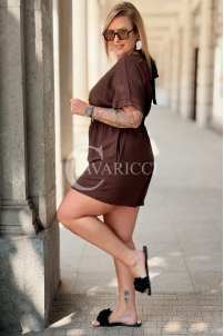 Jumpsuit Elisa Schokolade | Wickelausschnitt & Taschen