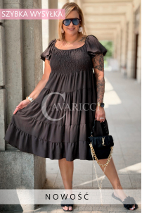 Kleid Antonella – Puffärmel & Rüschenrock Schokolade