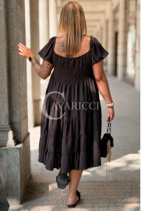 Kleid Antonella – Puffärmel & Rüschenrock Schokolade