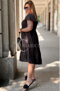 Kleid Antonella – Puffärmel & Rüschenrock Schokolade