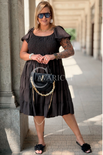 Kleid Antonella – Puffärmel & Rüschenrock Schokolade