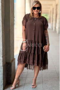 Premium Kleid WINETTA – Spitze, Goldknöpfe & Wow-Effekt