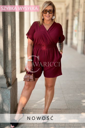 Jumpsuit Elisa Weinrot – Wickelausschnitt & Komfort