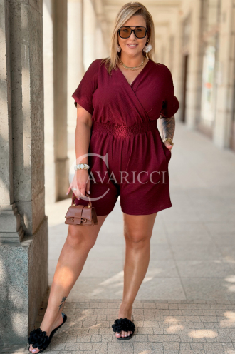 Jumpsuit Elisa Weinrot – Wickelausschnitt & Komfort