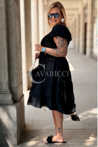 Kleid Antonella Schwarz – Puffärmel & Rüschenrock